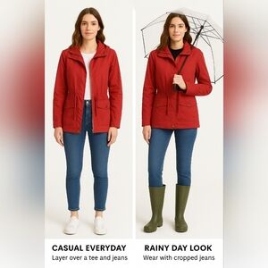 Red Utility Jacket with Drawstring Size XS